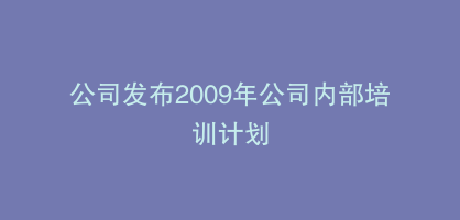 公司发布2009年公司内部培训计划