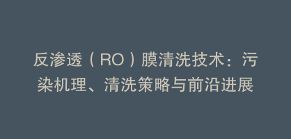 反渗透（RO）膜清洗技术：污染机理、清洗策略与前沿进展