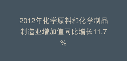 2012年化学原料和化学制品制造业增加值同比增长11.7%